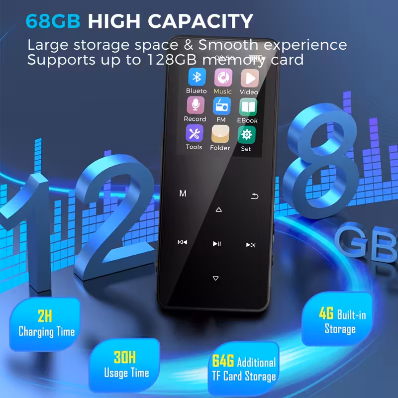 Reproductor MP3 portátil de alta fidelidad con altavoces, reproductor de música portátil para correr