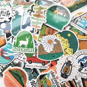 Divertidas calcomanías de día festivo Wild Explore Adventure Senderismo