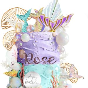 DRWATE Decoración para tartas de sirena, decoraciones para pasteles de cola con bolas