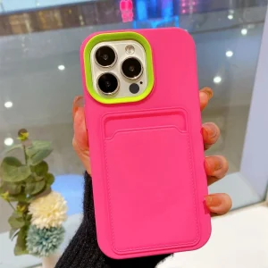 Estuche Apple 2 en 1 rosa intenso desmontable con ranura para tarjetas de una sola capa