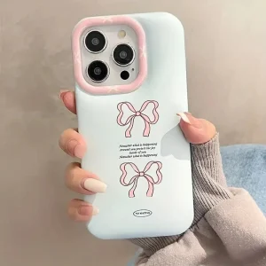 Estuche de teléfono de perla de arco de moño 3D estiloso coreano