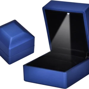 Estuche para anillos de boda con luz LED, contenedor para anillos