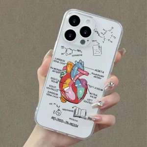 Forro transparentes con borde recto y diseño de corazón con personalidad