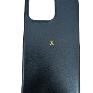 Funda de cuero vegano de lujo con inicial de letra X en el entro para iPhone 12