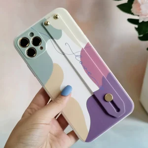 Funda de teléfono con correa de bloque de color y brazalete compatible con iPhone X/XS