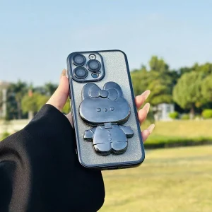 Funda para telefono movil con Caso Protector De Cámara De Purpurina Transparente Electrochapada Con Espejo