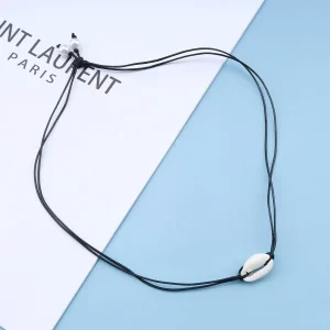 Gargantilla de conchas bohemias, collar vintage de cuero en capas