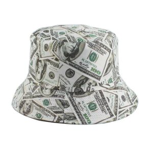 Gorra de pesca con estampado de dólar nuevo, reversible