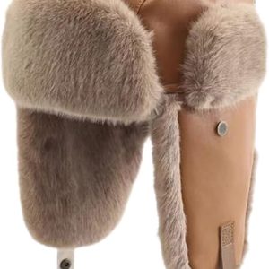 Gorro de aviador GIBZ para mujer, gorro de invierno de felpa con protección para las orejas