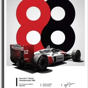 Great Ayrton Senna F1 - Arte de pared moderno, pintura impresa en lienzo para sala de estar