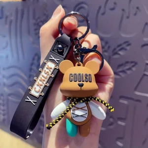 Llavero de conejito con detalle de cinta - PVC, adorable dije de conejo