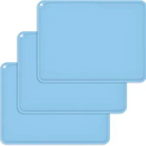 Manteles individuales de silicona Hey Kids paquete de 3 (azul claro)