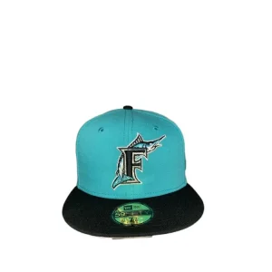 New Era Miami Marlins Ajustado con Parche 10th Anny, Rosa Azulada/Negro