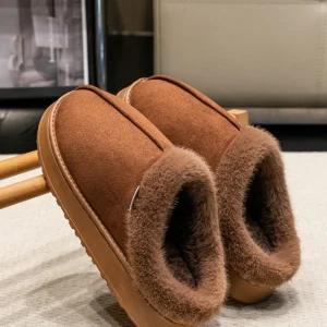 Pantuflas de felpa para hombre para uso en interiores en otoño e invierno con suela gruesa