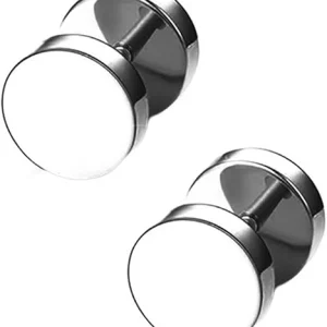 Par De Pendientes De Acero Inoxidable Negro, Estilo Gótico Hip Hop Punk,de 6mm