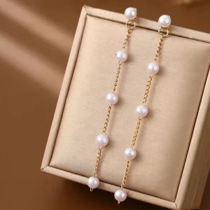 Pendiente de gota con borla de perla de imitación blanca coreana