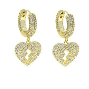 Pendientes de aro con colgante de corazón para hombre y mujer, joyería ostentosa