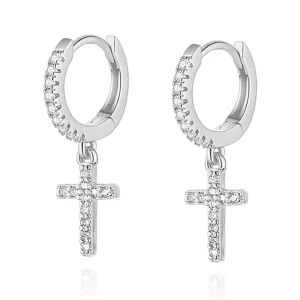 Pendientes de cruz con circonita cúbica