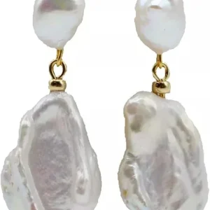Pendientes de mujer, perlas blancas