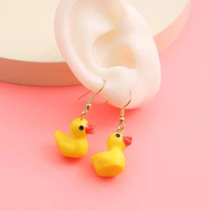 Pendientes largos con diseño de pato