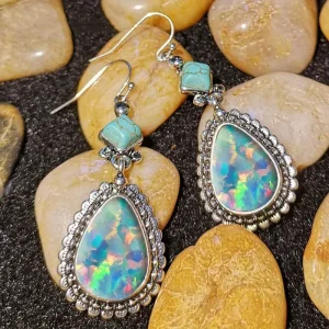 Pendientes vintage de moda, turquesa,  bohemios, joyería para mujer