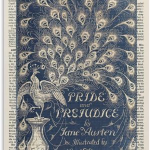 Póster de Jane Austen con portada de libro, arte de orgullo y prejuicio en la antigüedad de Austen