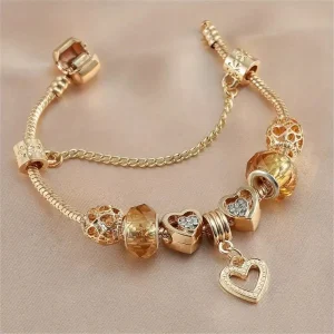Pulsera de joyería para mujer con corazón de amor, pulsera fina