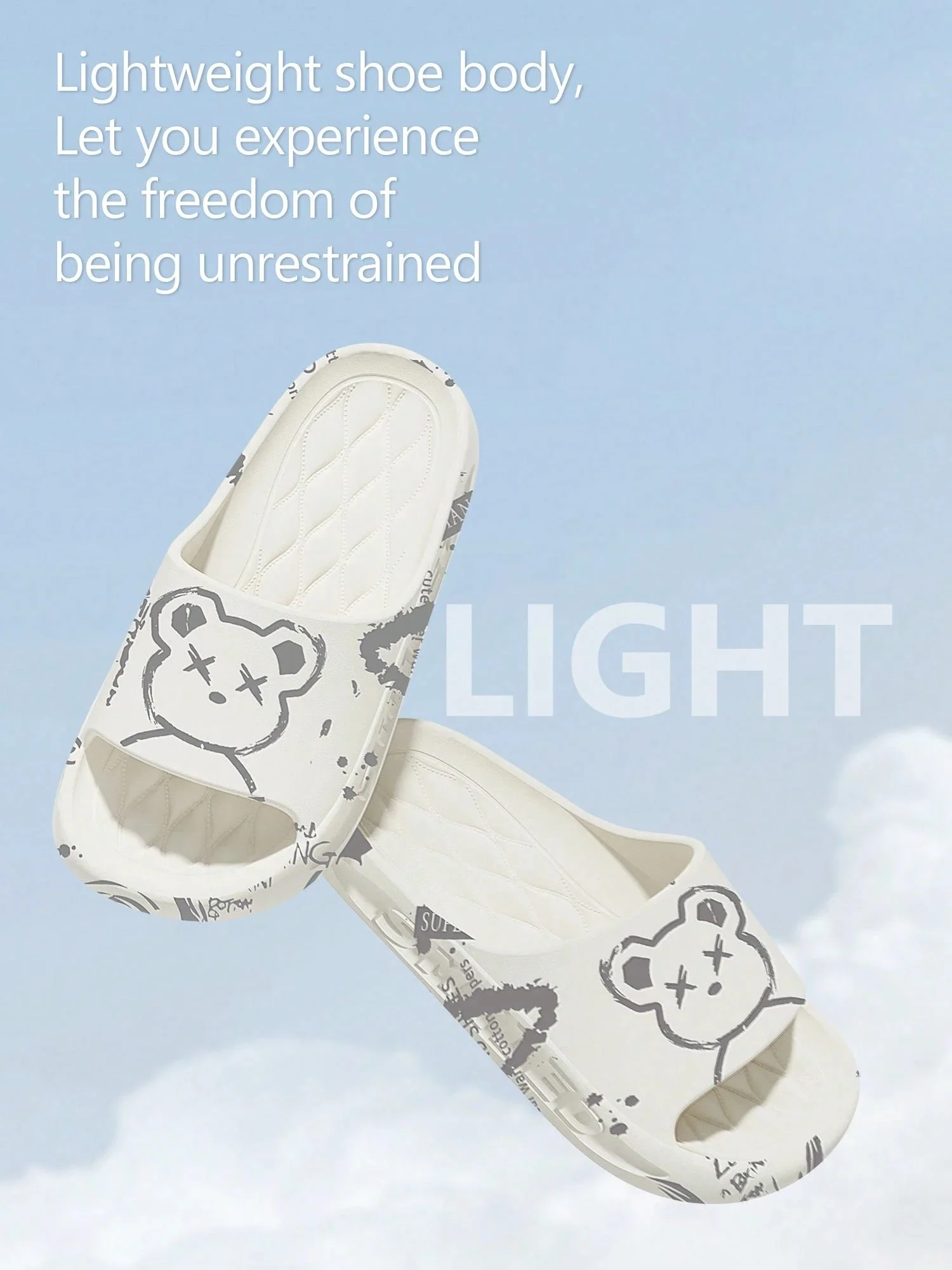 Sandalias de hombre con estampado de oso, material EVA suave y ligero - Imagen 2