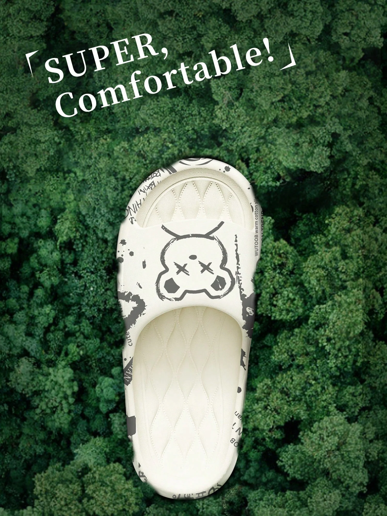 Sandalias de hombre con estampado de oso, material EVA suave y ligero