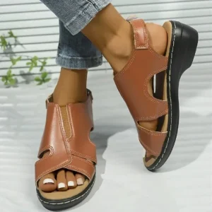 Sandalias para mujer, estilo retro, con punta abierta y cuña.