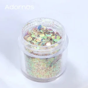 Shein 1 Botella Adornos Sirena Iridiscente Lentejuelas, Relleno de Resina de Epoxy, Brillantes Fragmentos de Glitter Gruesos