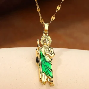 Shein 1 colgante de la Virgen María de cobre con cadena de acero, regalo de joyería