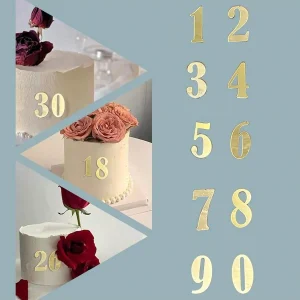 Shein 1 juego/3 juegos 0-9 adornos digitales para tartas, decoración para mesa de postres