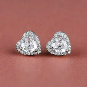 Shein 1 par de pendientes de botón con forma de corazón multicolor