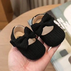 SHEIN 1 par de zapatos de punto con lazo y correa para niña, bonitos y adecuados