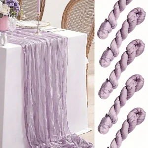 SHEIN 1 pieza 90*180cm Camino de mesa plisado morado claro