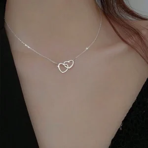SHEIN 1 Pieza Collar De Colgante De Doble Corazón De Moda, Adecuado Para El Uso Diario