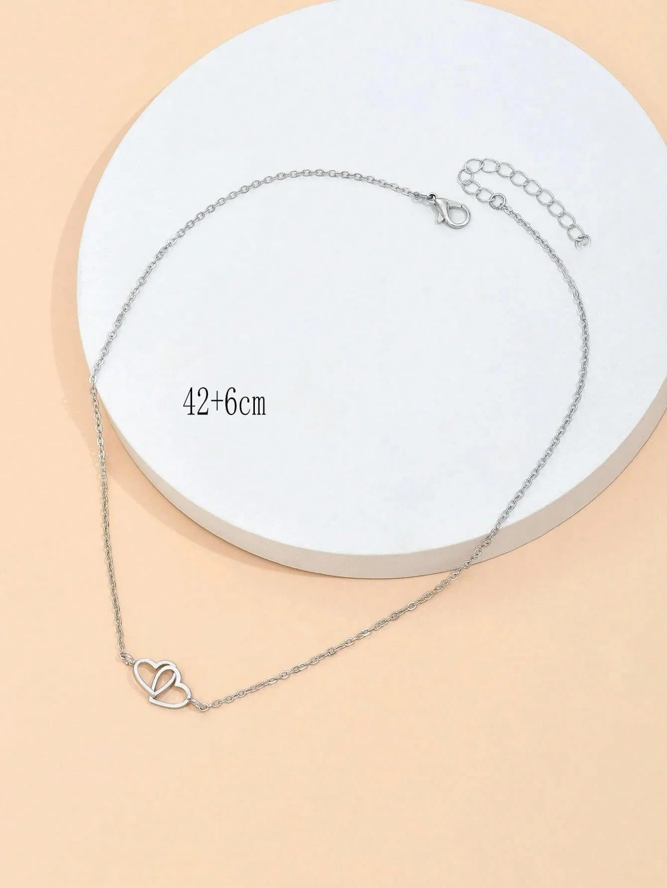 SHEIN 1 Pieza Collar De Colgante De Doble Corazón De Moda, Adecuado Para El Uso Diario - Imagen 3