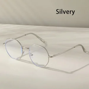 SHEIN 1 pieza Gafas de metal redondas de alta calidad con lentes transparentes