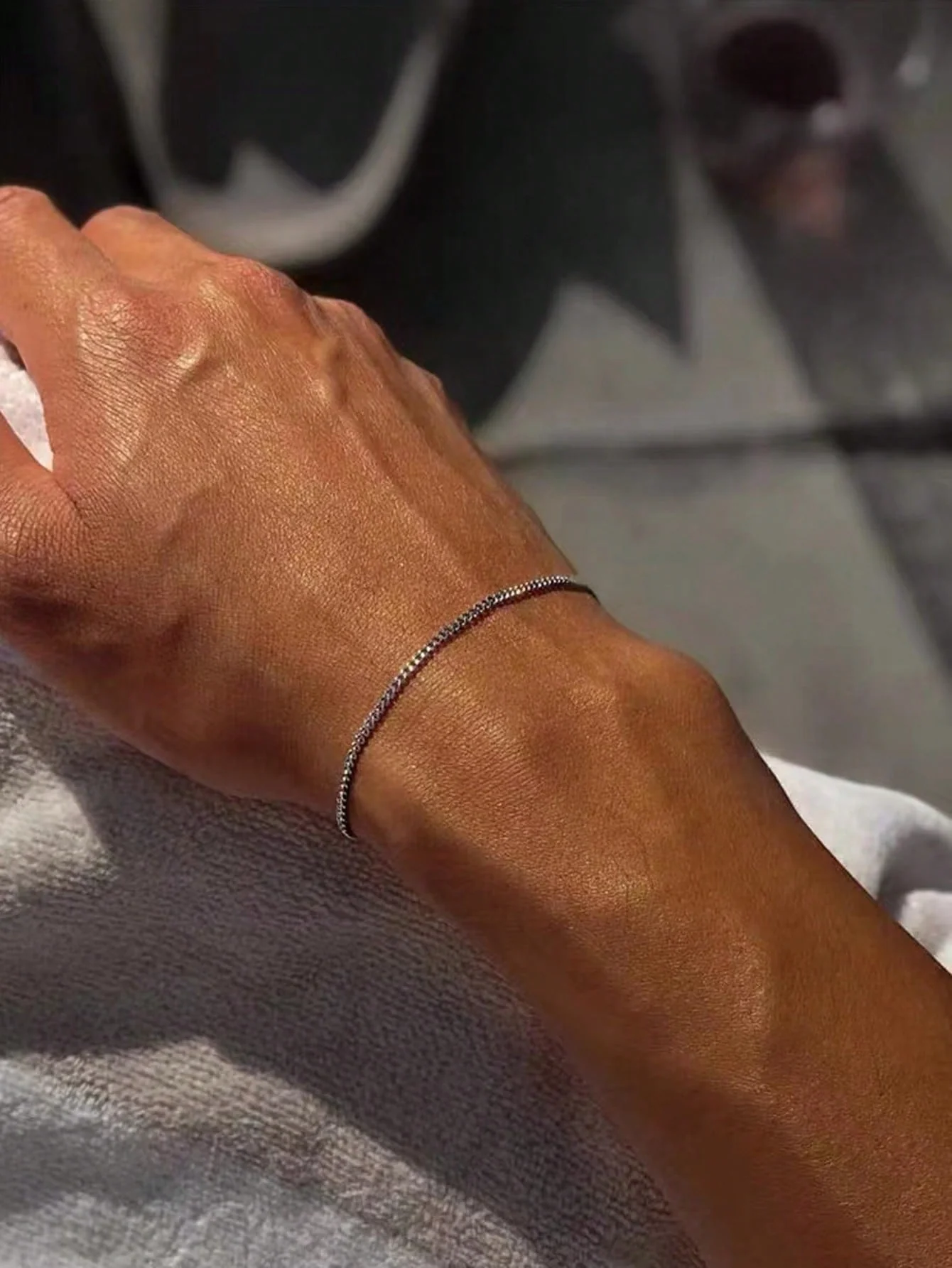 SHEIN 1 Pieza Pulsera De Cadena Básica Clásica De Acero Inoxidable Para Hombre