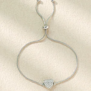 SHEIN 1 pieza Pulsera en forma de corazón con cristales de zirconia