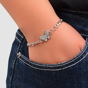 Shein 1 pulsera de mariposa con diamantes de imitación
