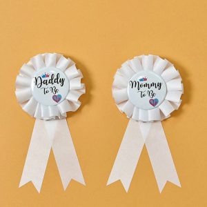 Shein 1 set/2 piezas Alfileres de solapa para baby shower, insignias de "Mamá Futura"/"Papá Futuro"