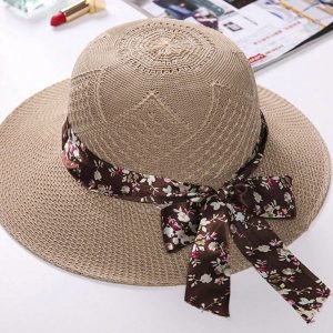 Shein 1 sombrero de sol para mujer con ala pequeña y lazo floral transpirable