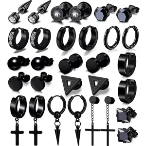 SHEIN 15 Pares Aretes Pendientes Hombre De Acero Inoxidable