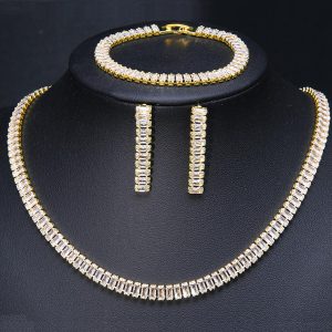 SHEIN 3 piezas/set de collar, pulsera y pendientes rectangulares