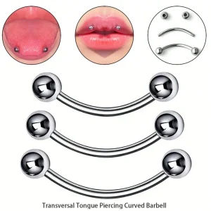 SHEIN 3 Piezas/set Piercing Transversal De Barra De La Lengua, Piercing