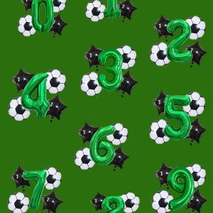 SHEIN 5 globos decorativos con diseño de fútbol y números, globo