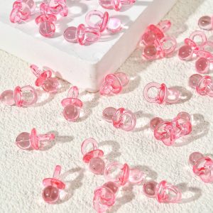 SHEIN 50 Mini chupetes acrílicos para bebé para decoración de baby shower, para mesas