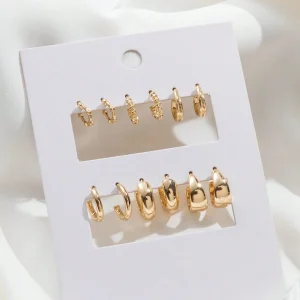 Shein 6 pares de pendientes de aro con diseño torcido